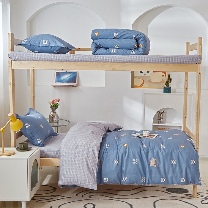 91家纺网 家纺一手货源 找家纺 贝兰仙奴 2025新款13372全棉纯棉简约时尚学生三件套 芭比小象蓝