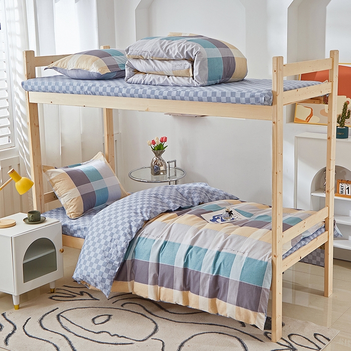 91家纺网 家纺一手货源 找家纺 贝兰仙奴 2025新款13372全棉纯棉简约时尚学生三件套 宝利格咖