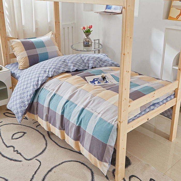 91家纺网 家纺一手货源 找家纺 贝兰仙奴 2025新款13372全棉纯棉简约时尚学生三件套 宝利格咖