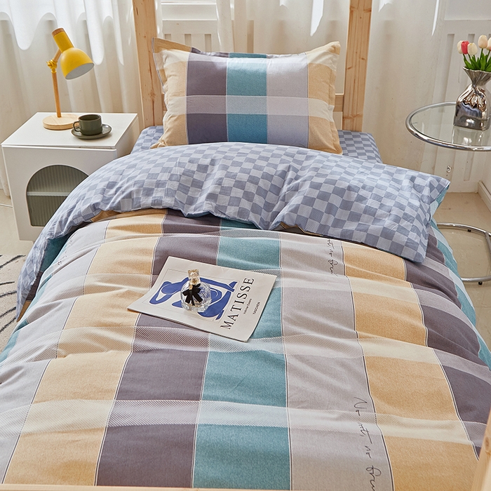 91家纺网 家纺一手货源 找家纺 贝兰仙奴 2025新款13372全棉纯棉简约时尚学生三件套 宝利格咖