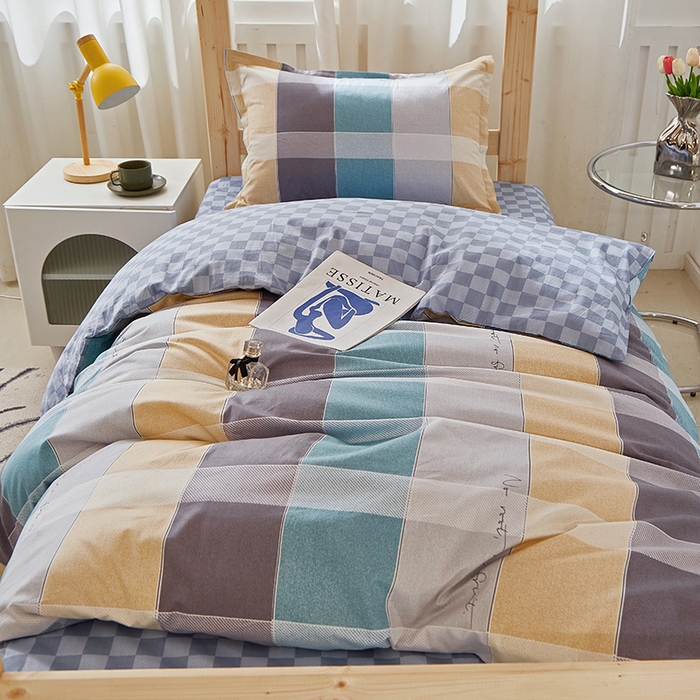 91家纺网 家纺一手货源 找家纺 贝兰仙奴 2025新款13372全棉纯棉简约时尚学生三件套 宝利格咖