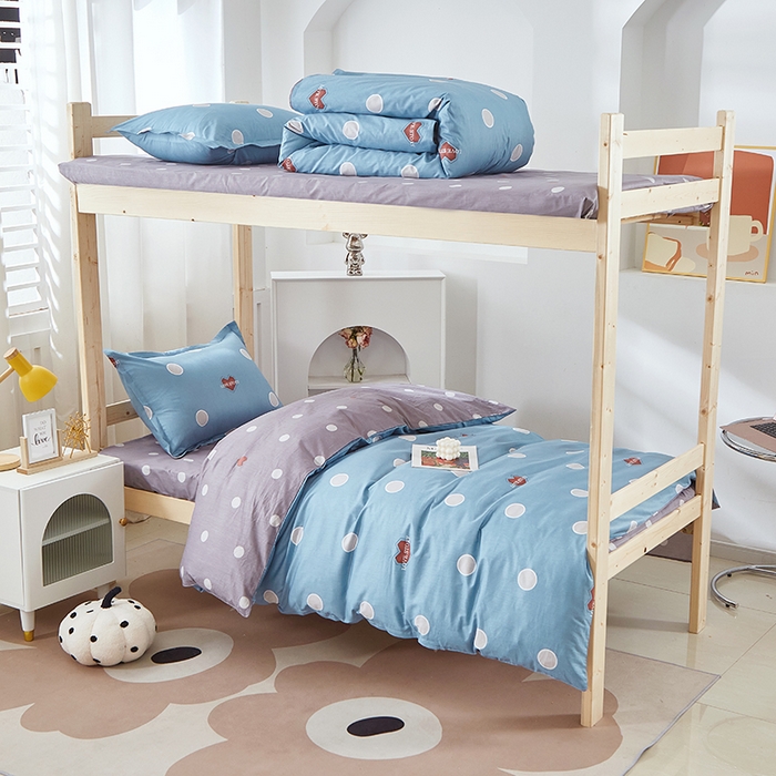 91家纺网 家纺一手货源 找家纺 贝兰仙奴 2025新款13372全棉纯棉简约时尚学生三件套 波点风尚兰