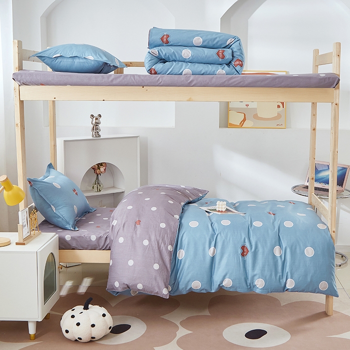 91家纺网 家纺一手货源 找家纺 贝兰仙奴 2025新款13372全棉纯棉简约时尚学生三件套 波点风尚兰