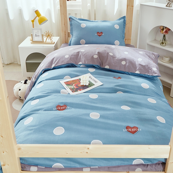 91家纺网 家纺一手货源 找家纺 贝兰仙奴 2025新款13372全棉纯棉简约时尚学生三件套 波点风尚兰