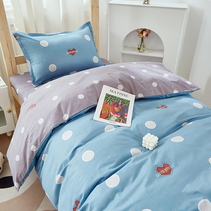 91家纺网 家纺一手货源 找家纺 贝兰仙奴 2025新款13372全棉纯棉简约时尚学生三件套 波点风尚兰