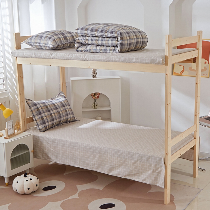 91家纺网 家纺一手货源 找家纺 贝兰仙奴 2025新款13372全棉纯棉简约时尚学生三件套 朗阁咖