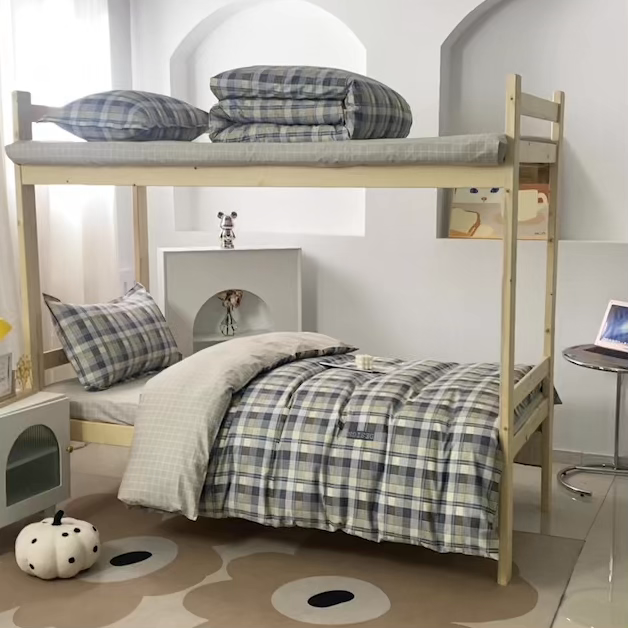 91家纺网 家纺一手货源 找家纺 贝兰仙奴 2025新款13372全棉纯棉简约时尚学生三件套 朗阁咖