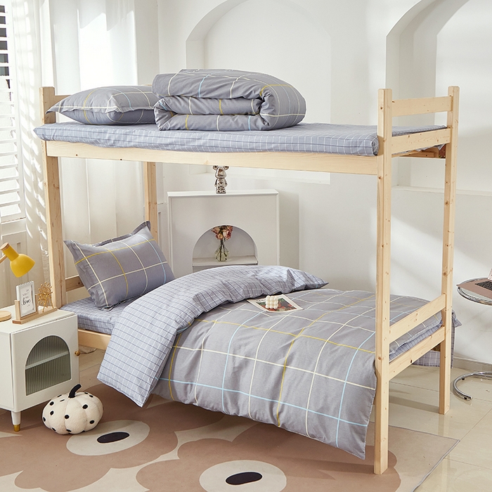 91家纺网 家纺一手货源 找家纺 贝兰仙奴 2025新款13372全棉纯棉简约时尚学生三件套 零度灰