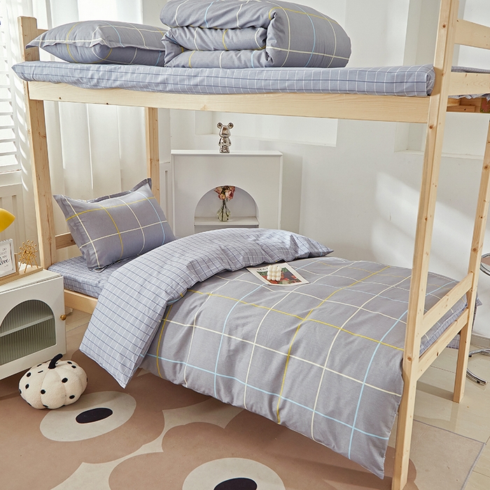 91家纺网 家纺一手货源 找家纺 贝兰仙奴 2025新款13372全棉纯棉简约时尚学生三件套 零度灰