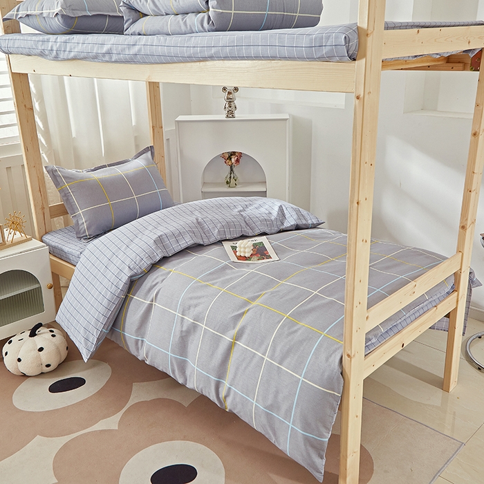 91家纺网 家纺一手货源 找家纺 贝兰仙奴 2025新款13372全棉纯棉简约时尚学生三件套 零度灰