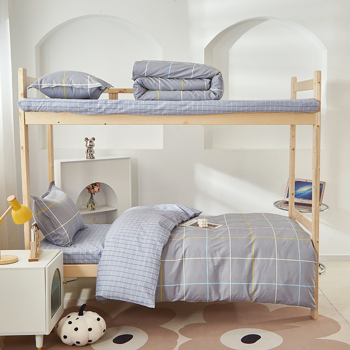 91家纺网 家纺一手货源 找家纺 贝兰仙奴 2025新款13372全棉纯棉简约时尚学生三件套 零度灰