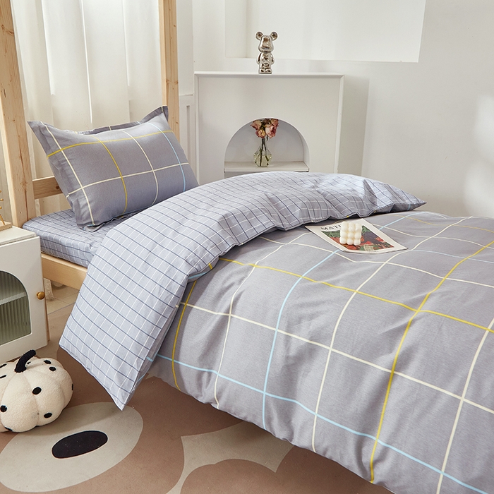 91家纺网 家纺一手货源 找家纺 贝兰仙奴 2025新款13372全棉纯棉简约时尚学生三件套 零度灰