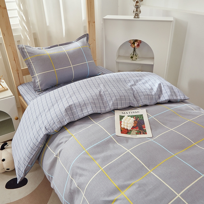 91家纺网 家纺一手货源 找家纺 贝兰仙奴 2025新款13372全棉纯棉简约时尚学生三件套 零度灰