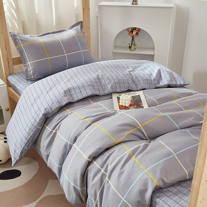 91家纺网 家纺一手货源 找家纺 贝兰仙奴 2025新款13372全棉纯棉简约时尚学生三件套 零度灰