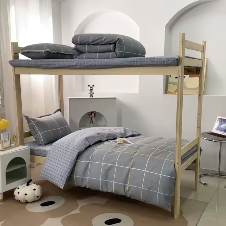 91家纺网 家纺一手货源 找家纺 贝兰仙奴 2025新款13372全棉纯棉简约时尚学生三件套 零度灰