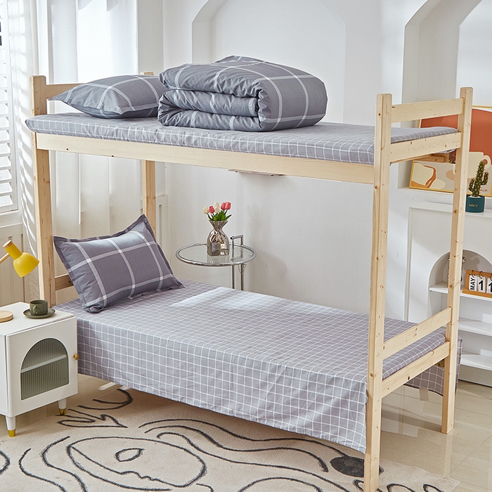 91家纺网 家纺一手货源 找家纺 贝兰仙奴 2025新款13372全棉纯棉简约时尚学生三件套 玛奇朵灰