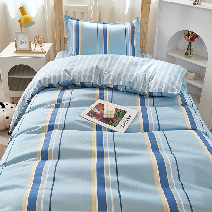 91家纺网 家纺一手货源 找家纺 贝兰仙奴 2025新款13372全棉纯棉简约时尚学生三件套 欧丽蓝