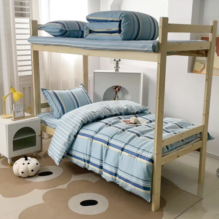 91家纺网 家纺一手货源 找家纺 贝兰仙奴 2025新款13372全棉纯棉简约时尚学生三件套 欧丽蓝