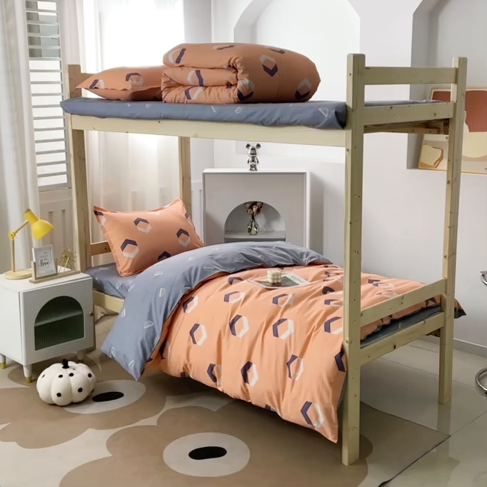 91家纺网 家纺一手货源 找家纺 贝兰仙奴 2025新款13372全棉纯棉简约时尚学生三件套 平行空间桔