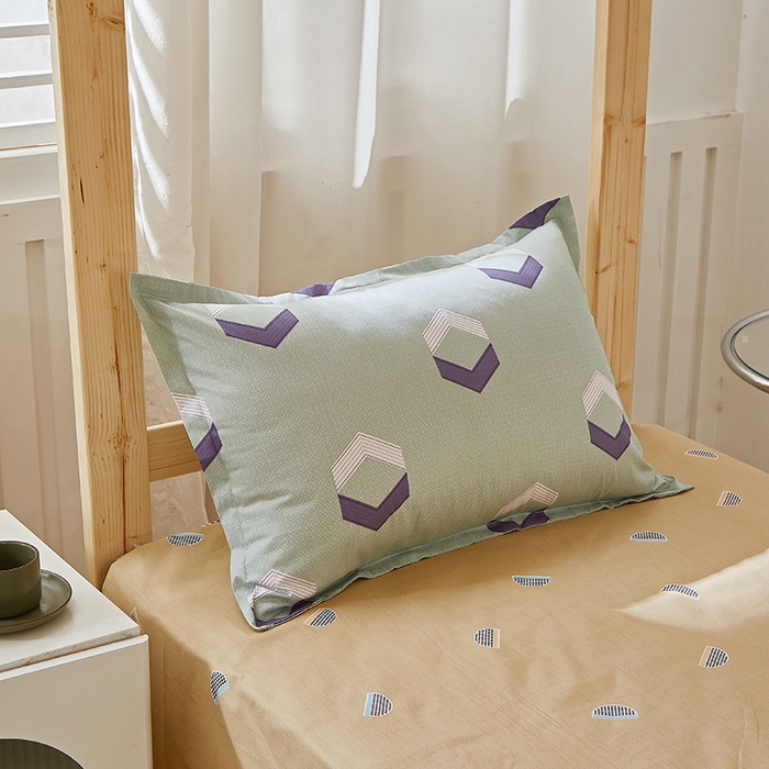 91家纺网 家纺一手货源 找家纺 贝兰仙奴 2025新款13372全棉纯棉简约时尚学生三件套 平行空间绿