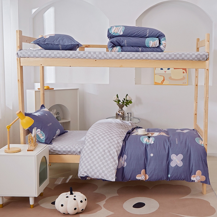 91家纺网 家纺一手货源 找家纺 贝兰仙奴 2025新款13372全棉纯棉简约时尚学生三件套 时尚熊兰