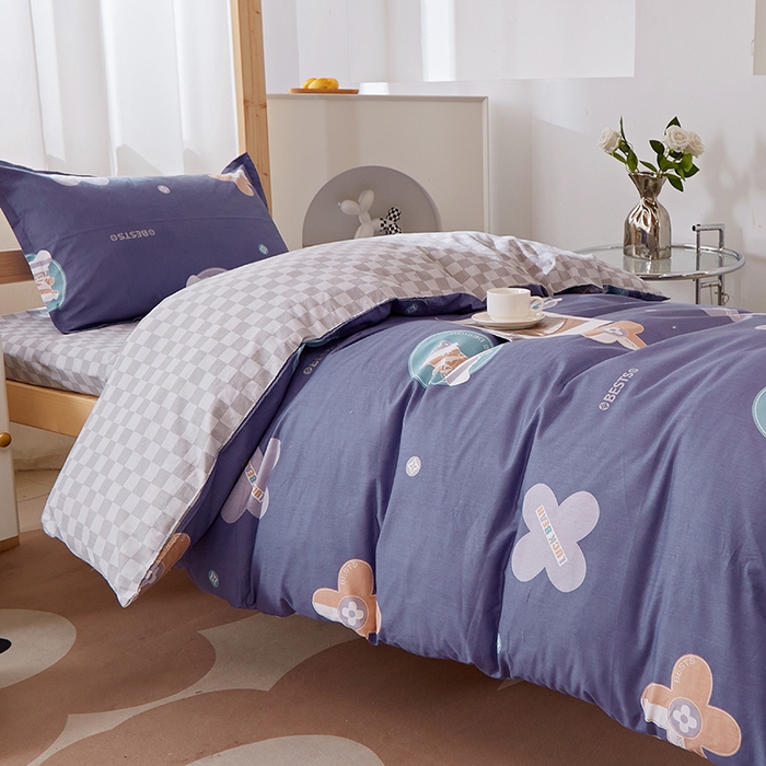 91家纺网 家纺一手货源 找家纺 贝兰仙奴 2025新款13372全棉纯棉简约时尚学生三件套 时尚熊兰