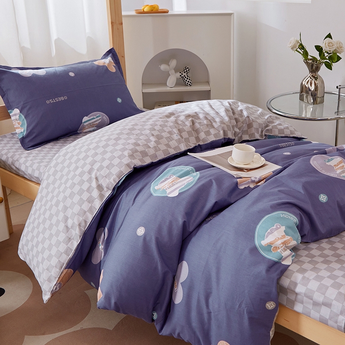 91家纺网 家纺一手货源 找家纺 贝兰仙奴 2025新款13372全棉纯棉简约时尚学生三件套 时尚熊兰