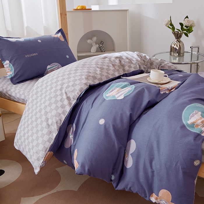 91家纺网 家纺一手货源 找家纺 贝兰仙奴 2025新款13372全棉纯棉简约时尚学生三件套 时尚熊兰