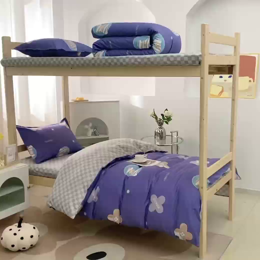 91家纺网 家纺一手货源 找家纺 贝兰仙奴 2025新款13372全棉纯棉简约时尚学生三件套 时尚熊兰