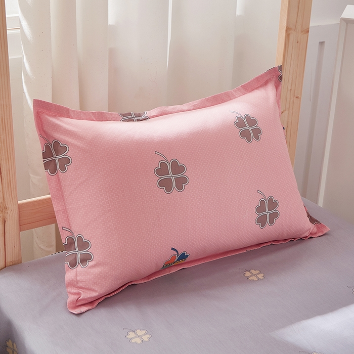 91家纺网 家纺一手货源 找家纺 贝兰仙奴 2025新款13372全棉纯棉简约时尚学生三件套 四叶草粉