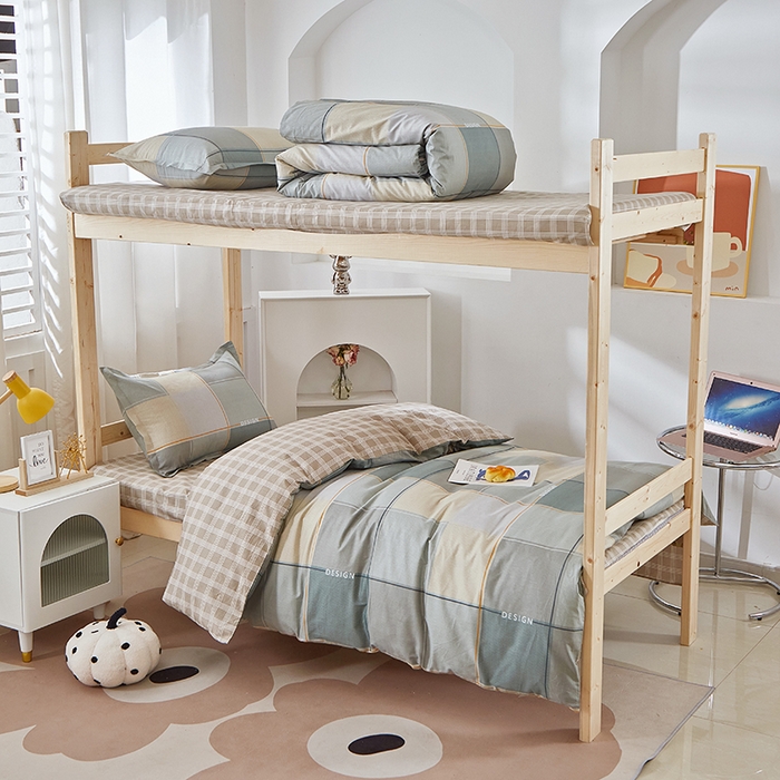 91家纺网 家纺一手货源 找家纺 贝兰仙奴 2025新款13372全棉纯棉简约时尚学生三件套 维拉绿