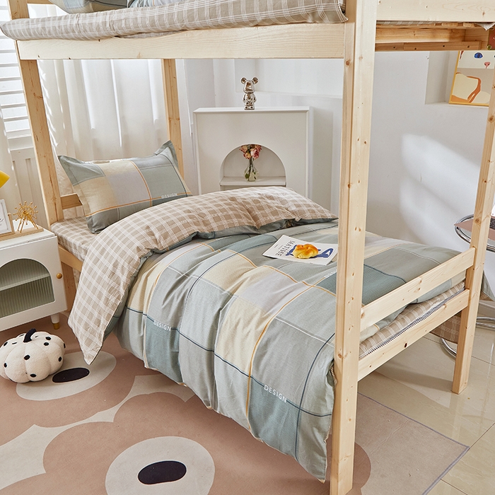 91家纺网 家纺一手货源 找家纺 贝兰仙奴 2025新款13372全棉纯棉简约时尚学生三件套 维拉绿