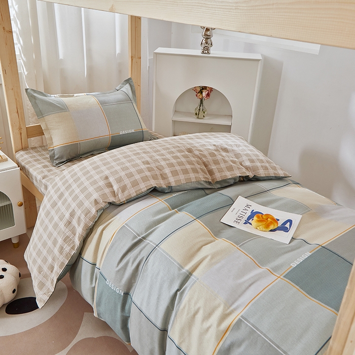 91家纺网 家纺一手货源 找家纺 贝兰仙奴 2025新款13372全棉纯棉简约时尚学生三件套 维拉绿