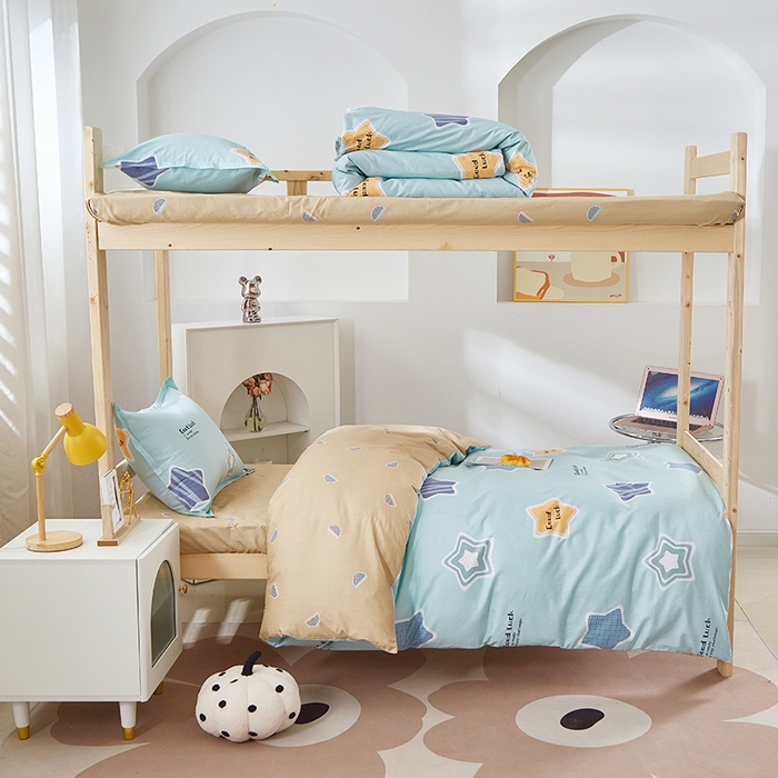 91家纺网 家纺一手货源 找家纺 贝兰仙奴 2025新款13372全棉纯棉简约时尚学生三件套 小星星兰