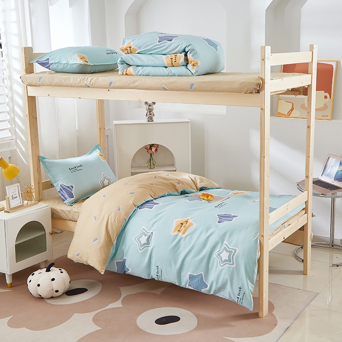 91家纺网 家纺一手货源 找家纺 贝兰仙奴 2025新款13372全棉纯棉简约时尚学生三件套 小星星兰