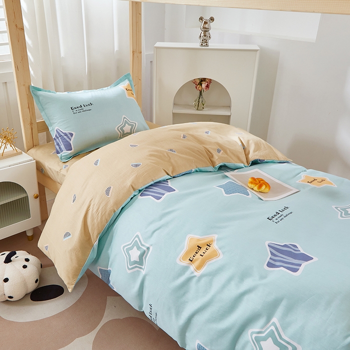 91家纺网 家纺一手货源 找家纺 贝兰仙奴 2025新款13372全棉纯棉简约时尚学生三件套 小星星兰