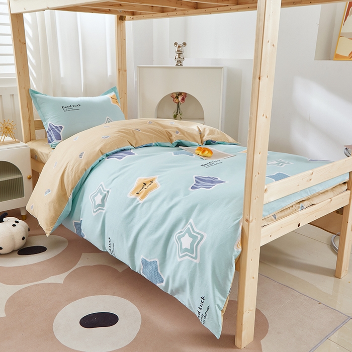 91家纺网 家纺一手货源 找家纺 贝兰仙奴 2025新款13372全棉纯棉简约时尚学生三件套 小星星兰