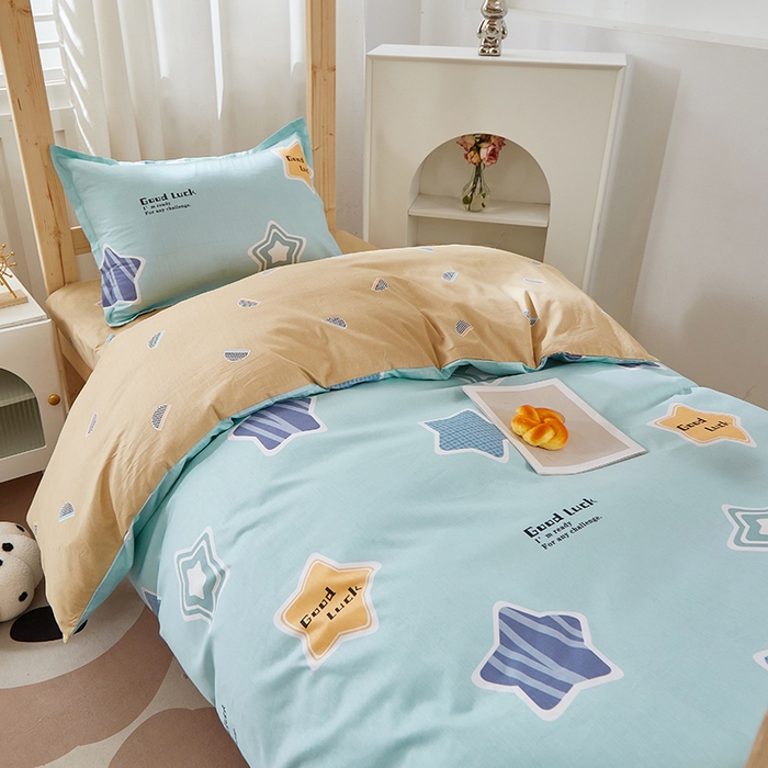 91家纺网 家纺一手货源 找家纺 贝兰仙奴 2025新款13372全棉纯棉简约时尚学生三件套 小星星兰