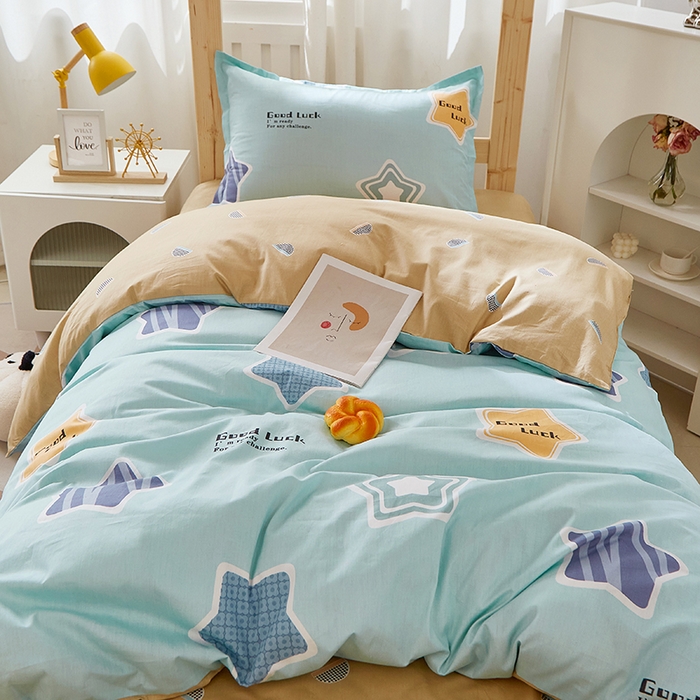 91家纺网 家纺一手货源 找家纺 贝兰仙奴 2025新款13372全棉纯棉简约时尚学生三件套 小星星兰