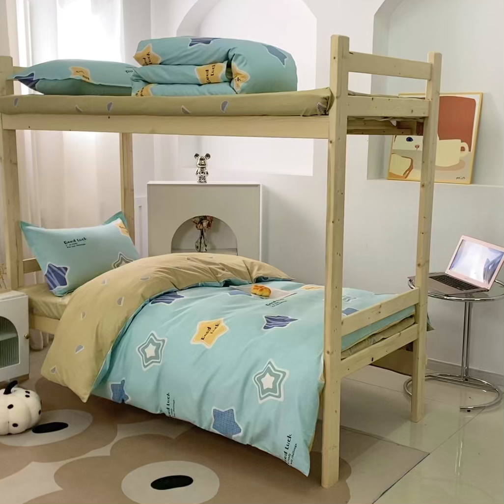 91家纺网 家纺一手货源 找家纺 贝兰仙奴 2025新款13372全棉纯棉简约时尚学生三件套 小星星兰