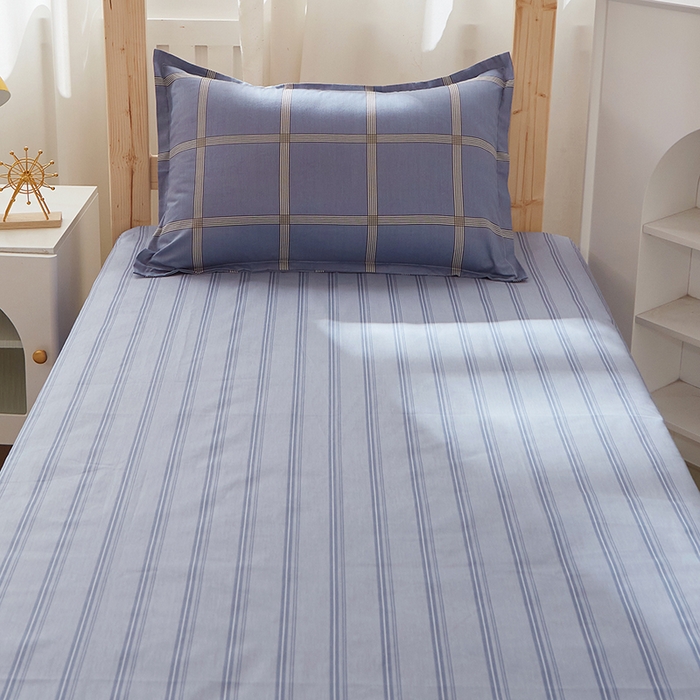 91家纺网 家纺一手货源 找家纺 贝兰仙奴 2025新款13372全棉纯棉简约时尚学生三件套 星尚蓝