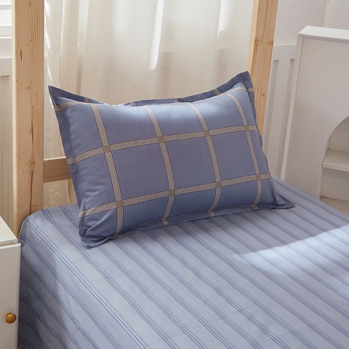 91家纺网 家纺一手货源 找家纺 贝兰仙奴 2025新款13372全棉纯棉简约时尚学生三件套 星尚蓝