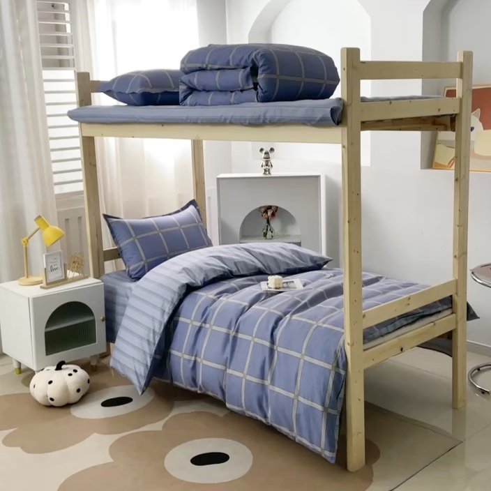 91家纺网 家纺一手货源 找家纺 贝兰仙奴 2025新款13372全棉纯棉简约时尚学生三件套 星尚蓝