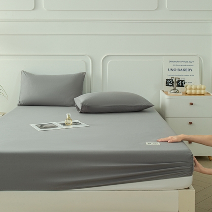 91家纺网 家纺一手货源 找家纺 邵依家纺 2025新款正宗13372纯棉全棉床笠三件套 烟雾灰