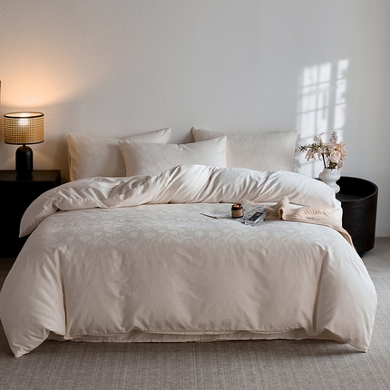 91家纺网 家纺一手货源 找家纺 亿梵家居 2025新款高端A类长绒棉四件套全棉提花轻奢全棉四件套 郁金香-奶油黄