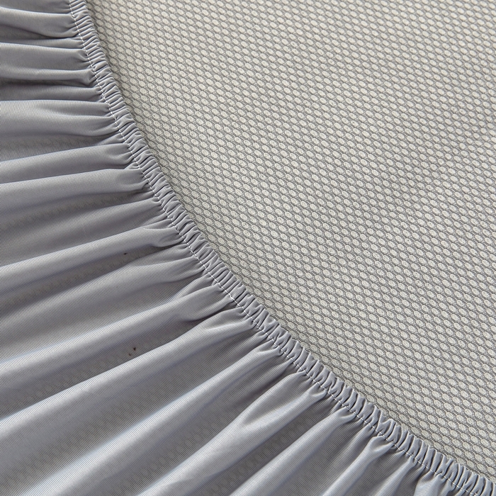 91家纺网 家纺一手货源 找家纺 乐居家纺 2025新款中分子PE凉感凉豆豆提花凉席床笠款 灰色爱心