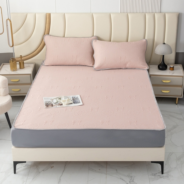 91家纺网 家纺一手货源 找家纺 （总）乐居家纺 2025新款中分子PE凉感凉豆豆提花凉席床笠款