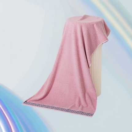 2025新款中国风长城格纯棉毛巾全棉手巾纯棉毛巾浴巾套装 长城格浴巾-合欢粉