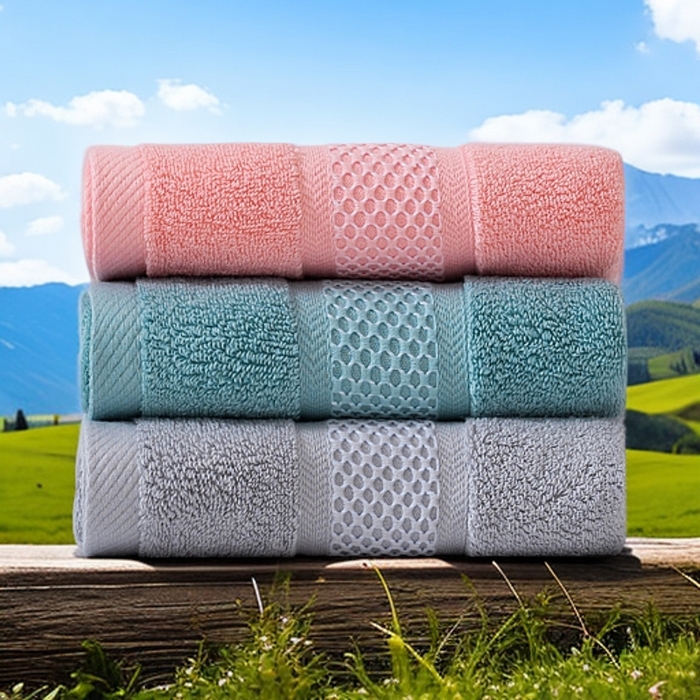 91家纺网 家纺一手货源 找家纺 （总）2025新款蜂巢格纯棉毛巾浴巾两件套外贸跨境产品加厚全棉长绒棉毛巾浴巾套装