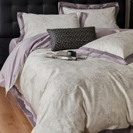 由丽家纺 2025新款数码印花双层边拼角活性数码印花四件套（控价券后399起） 浮世-灰